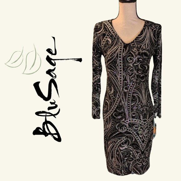 Blu Sage Black/Silver Shimmer Dress – Style #262679JC – Size 6 - Picture 1 of 5